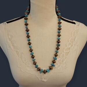 Vintage Southwestern Turquoise and Silvertone Beaded Necklace